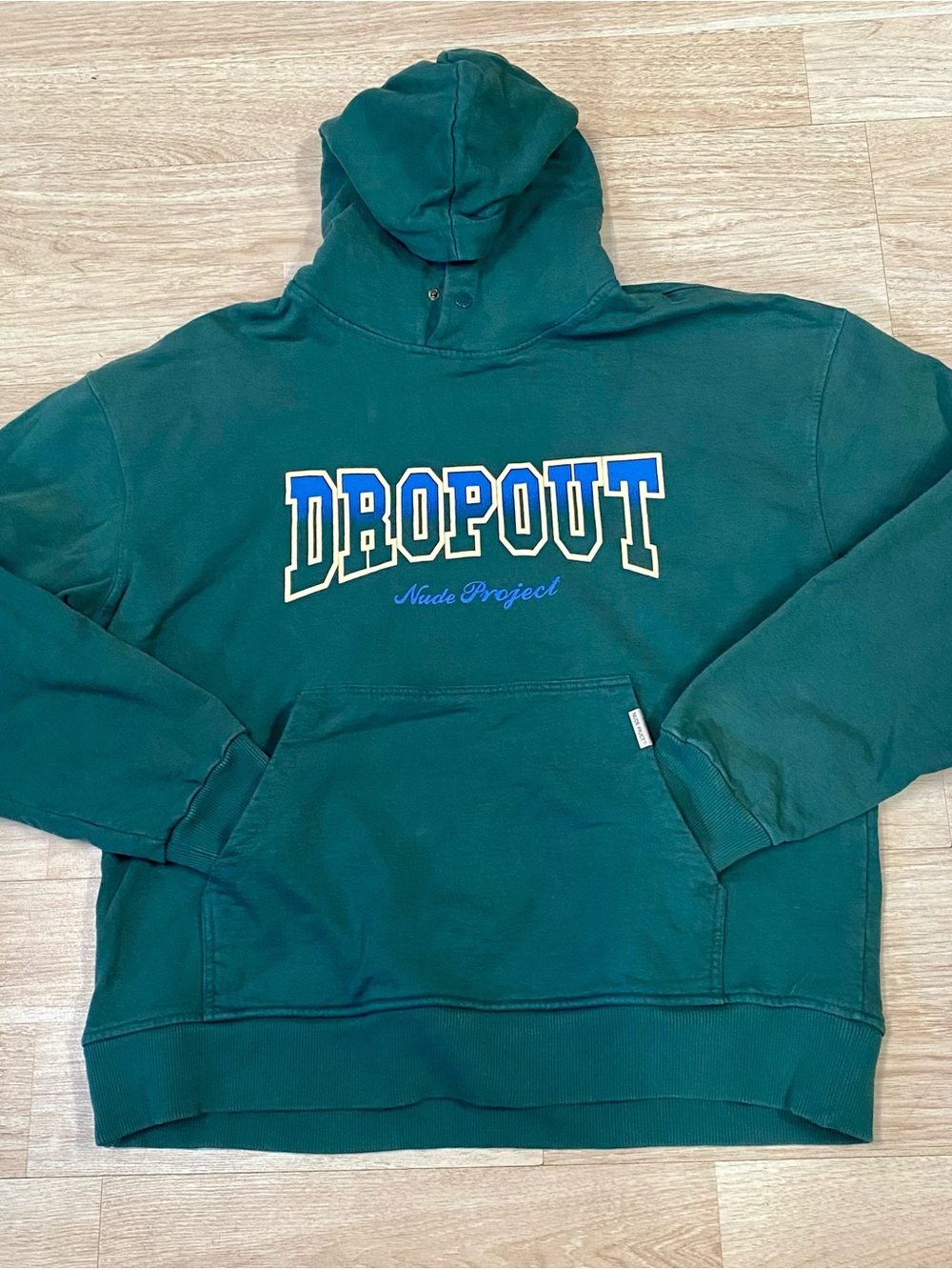 Nude Project Hoodie Men’s L Green DROPOUT Heavyweight Cotton Pullover Sweatshirt